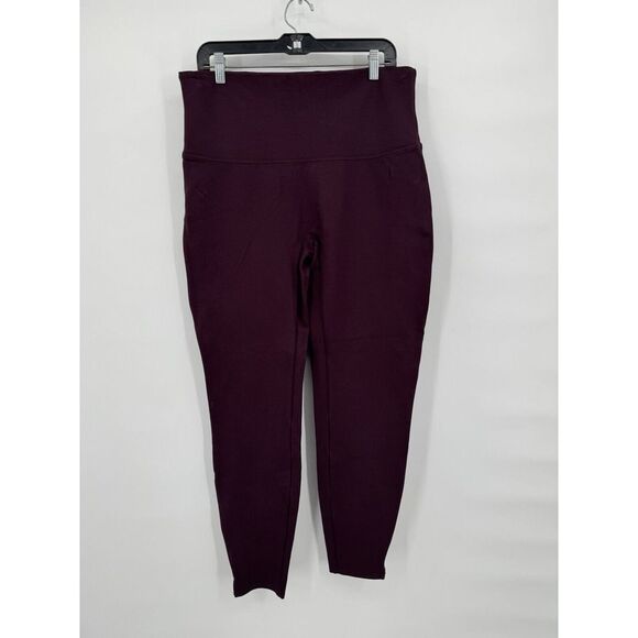 SPANX Pants - Spanx Ankle Ponte Split Hem Legging‎ Burgundy Women's Size 1X EUC